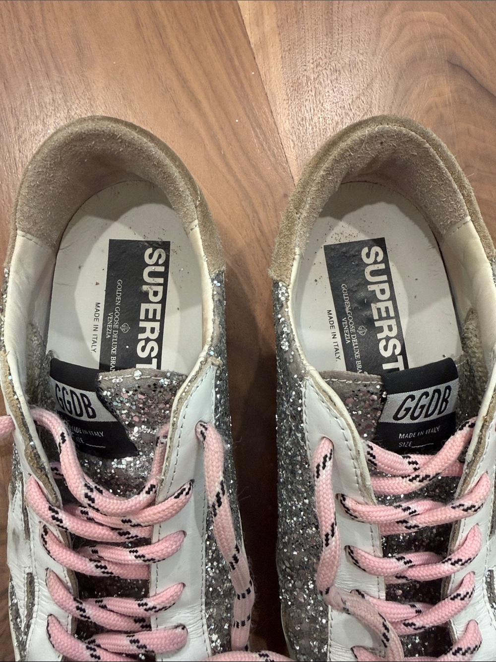 Golden Goose Silver Glitter Superstar Sneakers - Picture 2 of 10